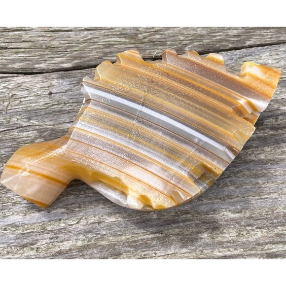 Vintage 1970s Carved Banded Onyx Turtle Ashtray - Picture 4 of 10